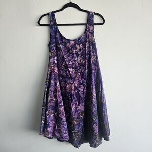 90 Acid Wash Tie Dye Style Purple Sleeveless Dress Grunge Rock